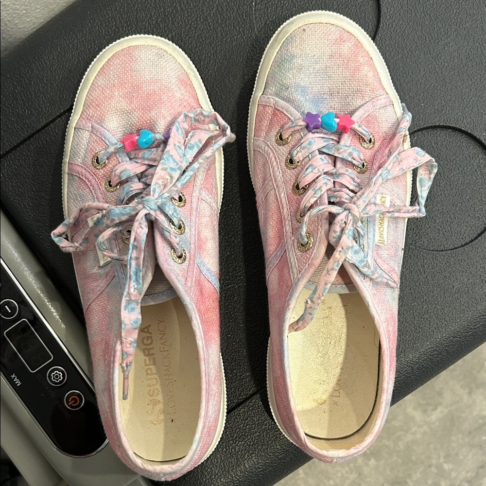 LoveShackFancy Pink and Blue Sneakers